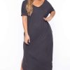 Dresses * | Zenana Plus Size Maxi T-Shirt Dress Ash Grey