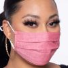 Accessories * | Curvy Sense Face Masks Washable Pleated Woven Face Mask Woven Red