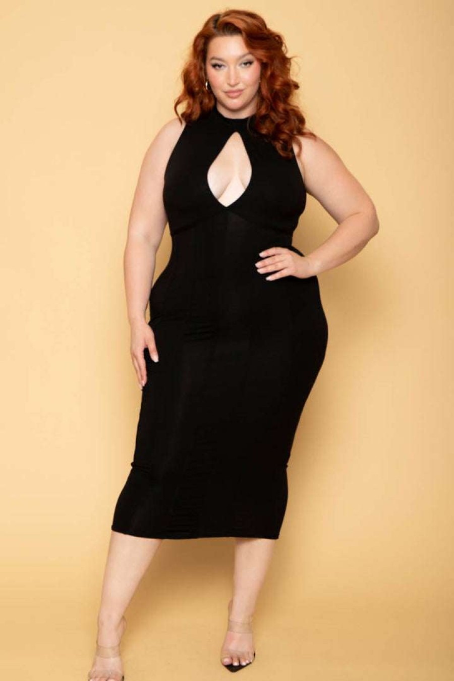 Dresses * | Curvy Sense Plus Size Millie Keyhole Dress New Arrivals Black