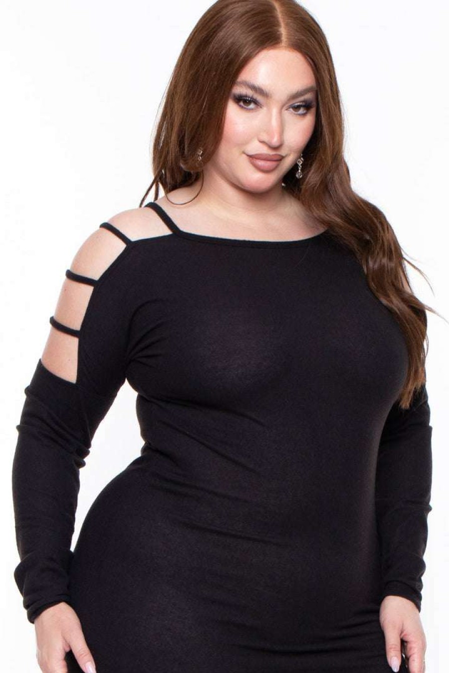 Dresses * | Curvy Sense Dresses Plus Size Dani Dress Black