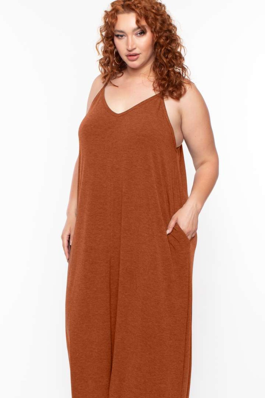 Dresses * | Zenana Plus Size Cami Strap Maxi Dress Almond