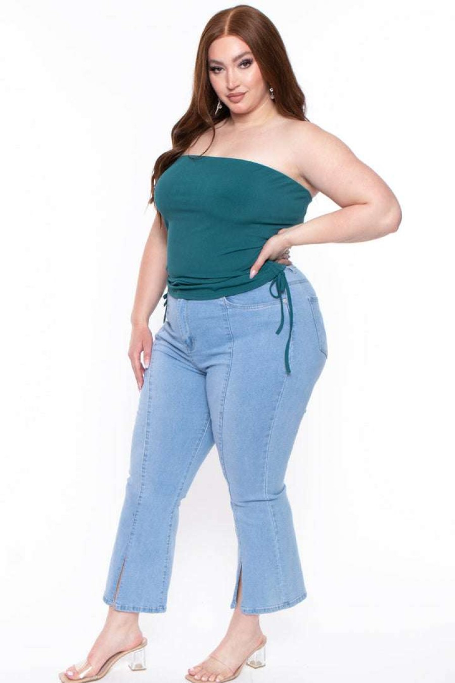 Tops * | Bluebell Tops Plus Size Raylin Tube Top Teal