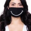 Accessories * | Curvy Sense Washable & Reusable Printed Face Mask Smiley Face Black