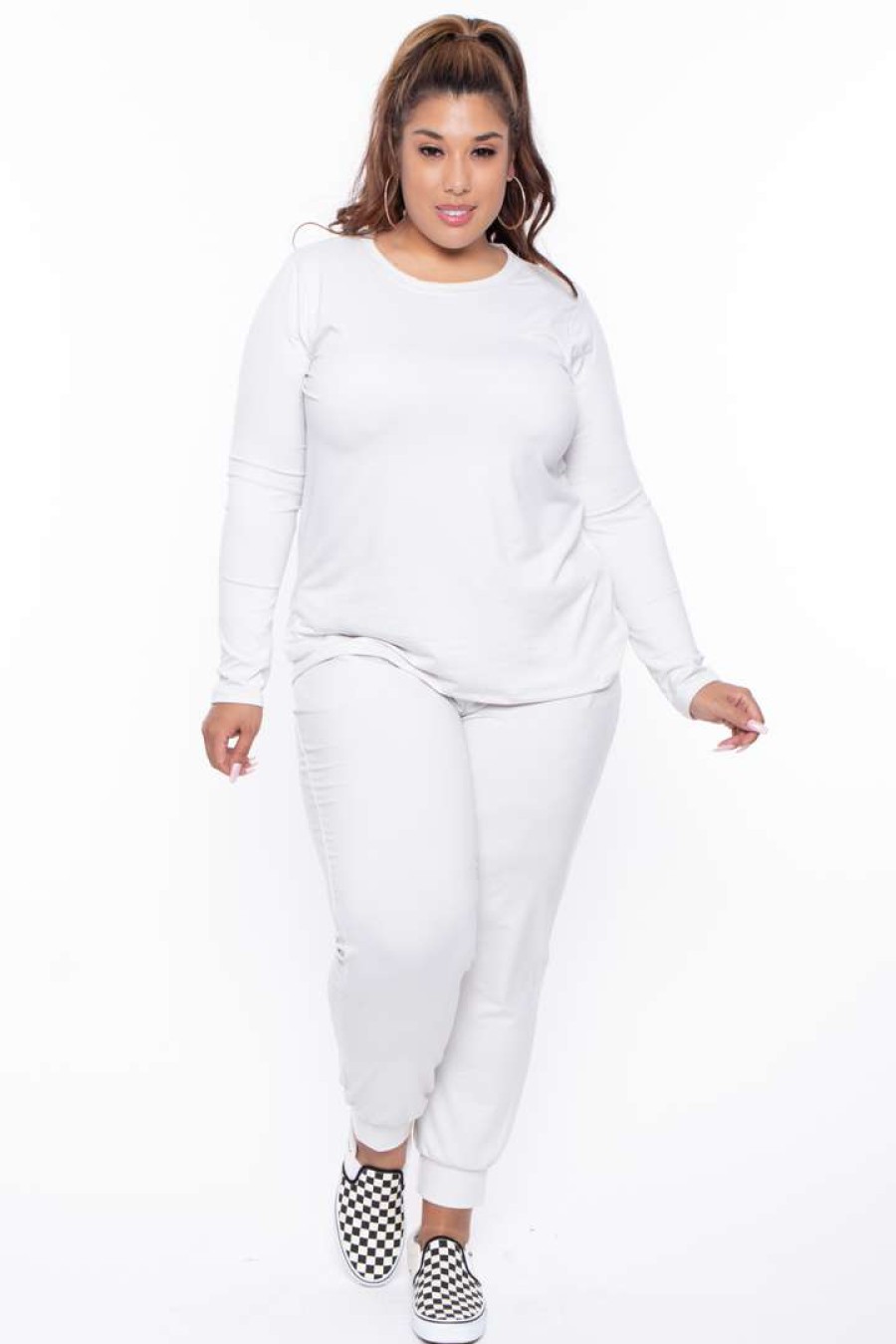 Sets * | Zenana Plus Size Brandi Lounge Matching Jogger Set Bone