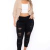 Bottoms * | Doll House New Arrivals Plus Size Dollhouse Tiana Distressed Jeans Black