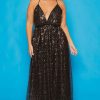 Dresses * | Symphony New Arrivals Plus Size Anaira Maxi Glitter Dress Black