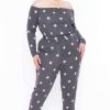 Sets * | Curvy Sense Plus Size Zaira Starry Loungewear Gray