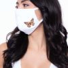 Accessories * | Curvy Sense Washable & Reusable Embroidered Face Mask Butterfly Face Masks White