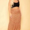 Bottoms * | Sky Plus Plus Size Floral Maxi Skirt New Arrivals Orange