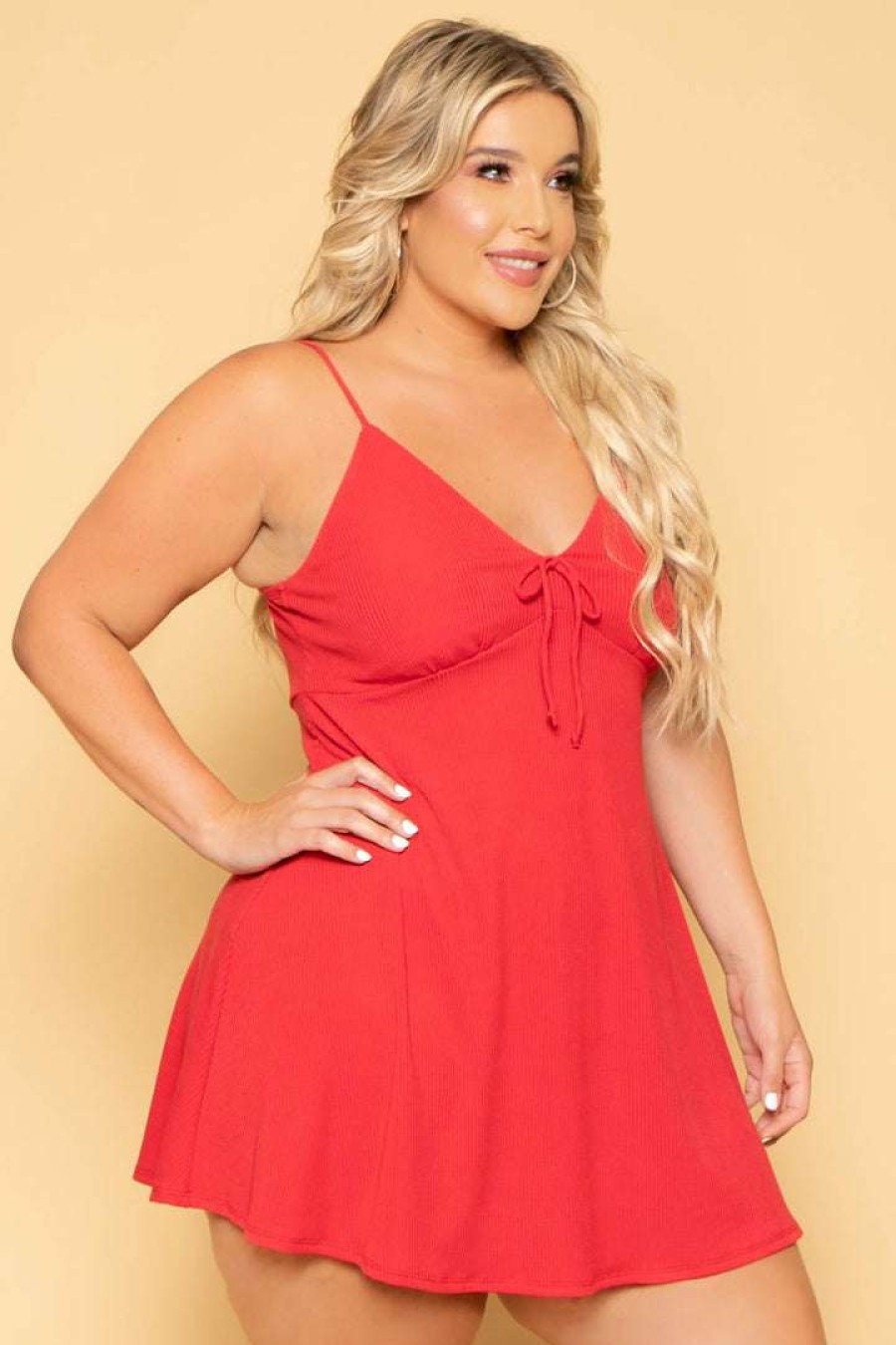 Dresses * | Curvy Sense Plus Size Nina Skater Mini Dress New Arrivals Red