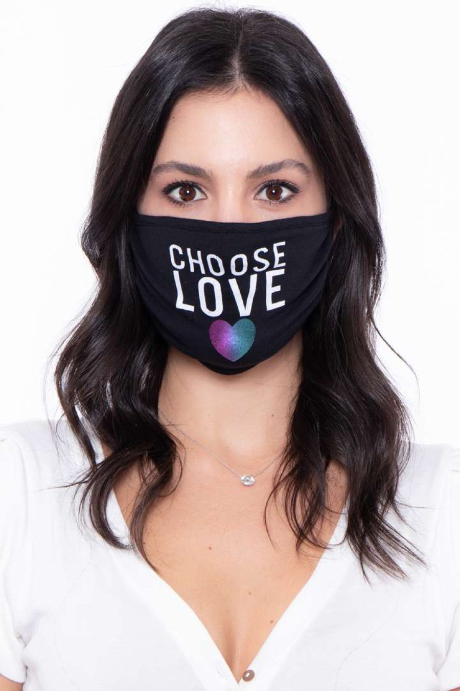 Accessories * | Curvy Sense Face Masks Washable & Reusable Printed Face Mask Choose Love Black