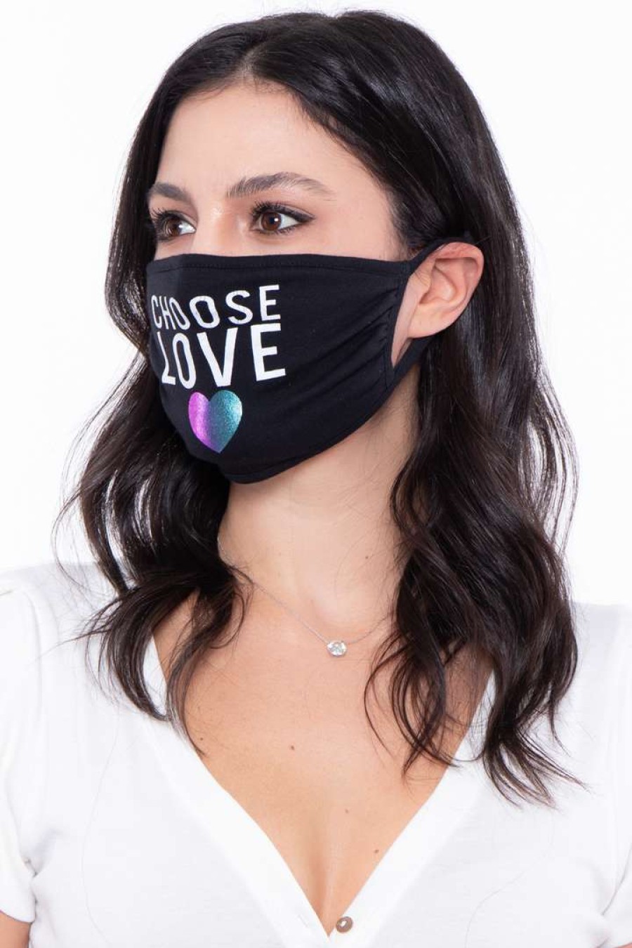 Accessories * | Curvy Sense Face Masks Washable & Reusable Printed Face Mask Choose Love Black