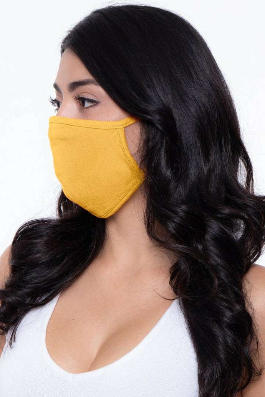 Accessories * | Curvy Sense Face Masks Washable & Reusable Unisex Face Mask Mustard