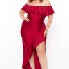 Dresses * | Curvy Sense Back In Stock Plus Size Samba Frill Bodycon Dress Ruby