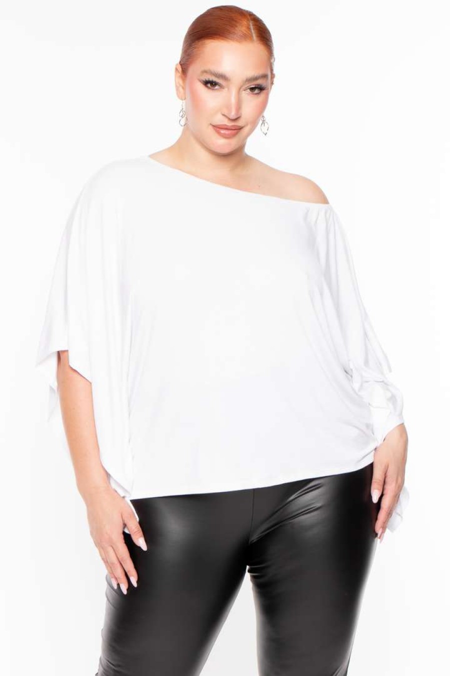 Tops * | Curvy Sense Plus Size Off The Shoulder Top White