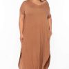 Dresses * | Zenana Plus Size Maxi T-Shirt Dress Camel