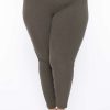 Sets * | Curvy Sense Essential Mix Plus Size Essential Ribbed High Waist Leggings Olive