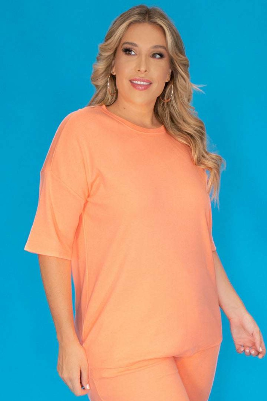 Sets * | Zenana New Arrivals Plus Size Camila Matching Lounge Set Neon Orange