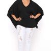 Tops * | Curvy Sense Plus Size Drape Flare Top Back In Stock Black