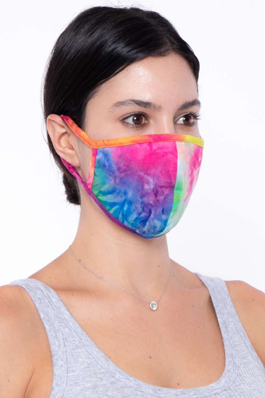 Accessories * | Curvy Sense Washable & Reusable Printed Tie-Dye Face Mask Face Masks Fuschia