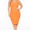 Dresses * | Curvy Sense Plus Size Essential Tank Midi Dress Orange