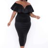 Dresses * | Curvy Sense Plus Size Evelyn Bodycon Dress New Arrivals Black