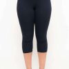 Bottoms * | Uni Active Mopas Bottoms Plus Size High Waist Capri Leggings Navy