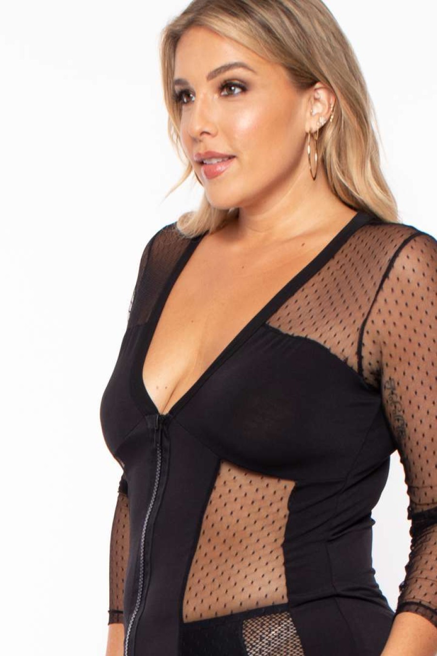 Dresses * | Katy Usa Plus Size Cindy Mesh Inset Maxi Dress Back In Stock Black