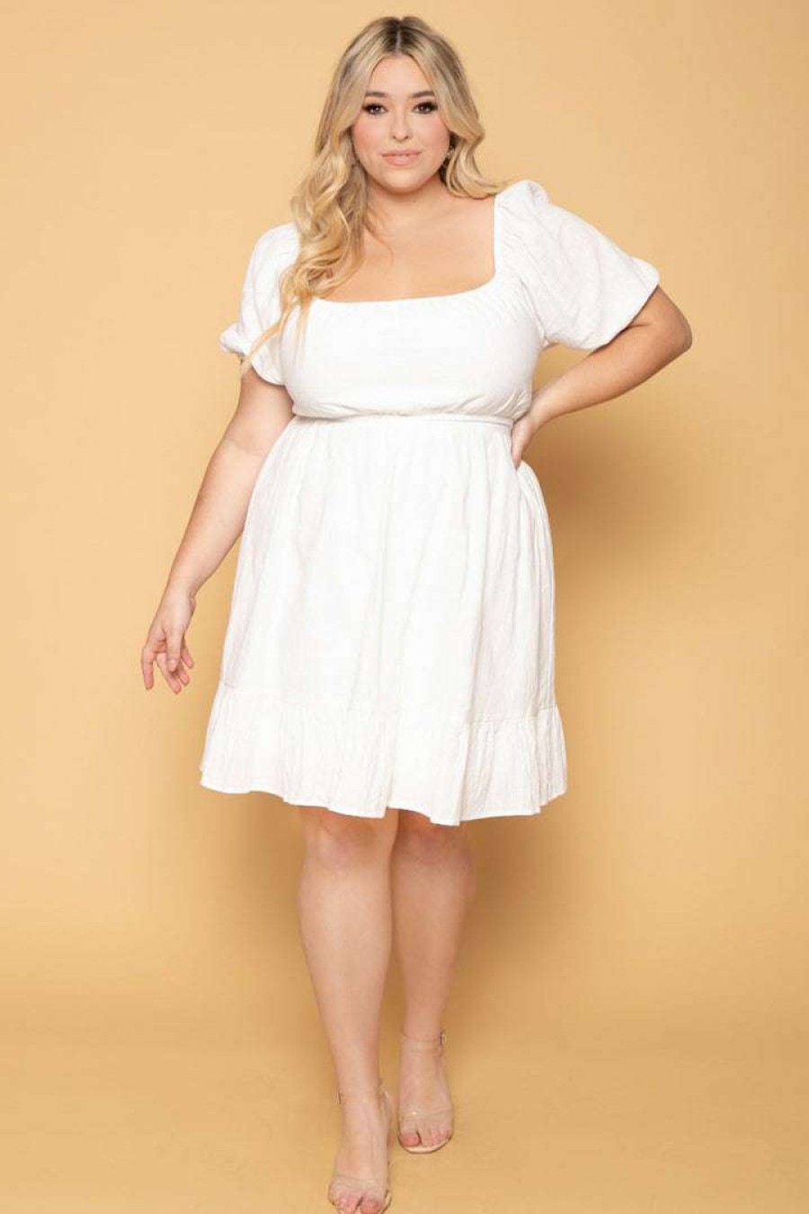 Dresses * | Hesperus New Arrivals Plus Size Sophia Peasant Dress White