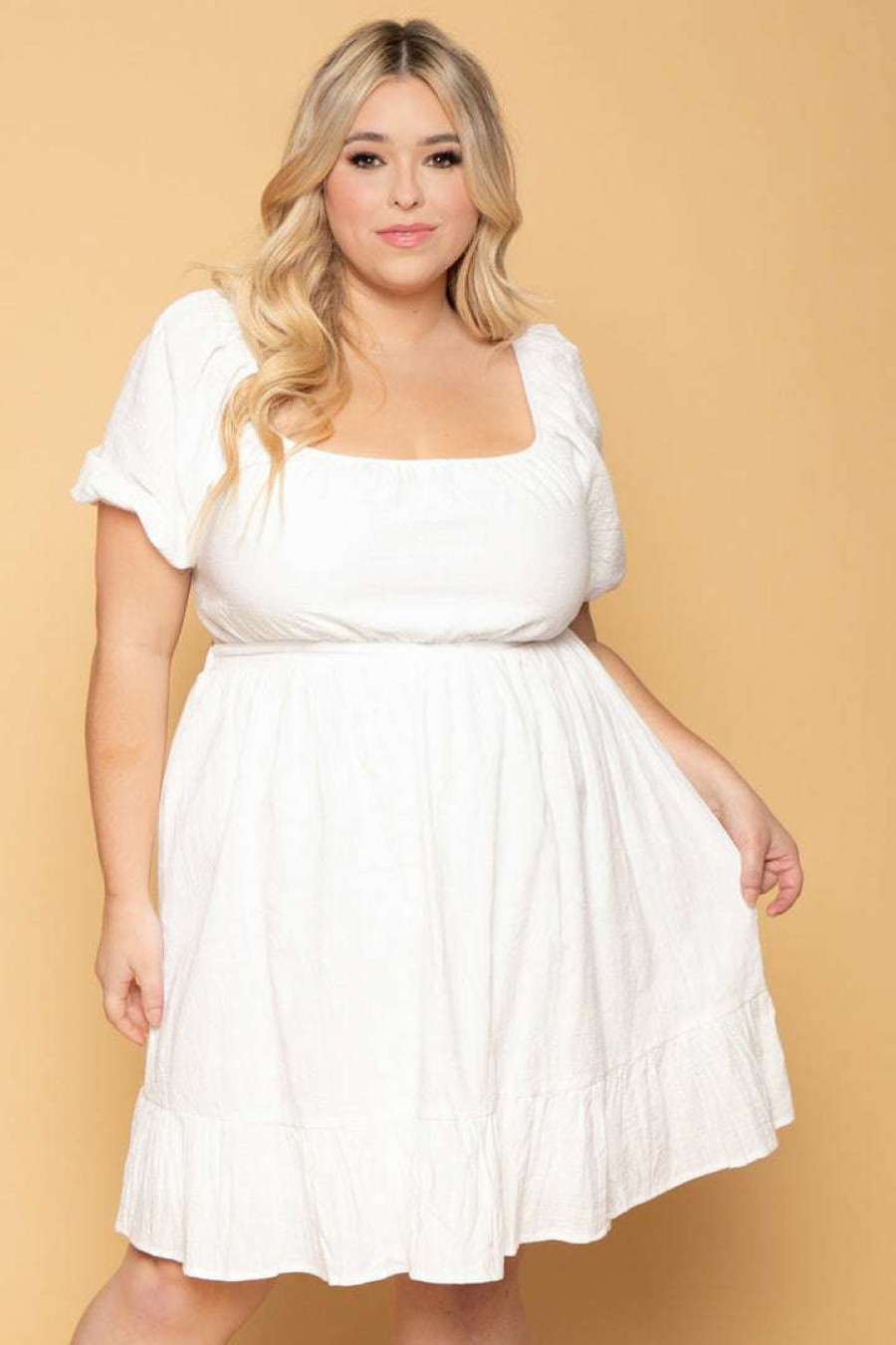 Dresses * | Hesperus New Arrivals Plus Size Sophia Peasant Dress White