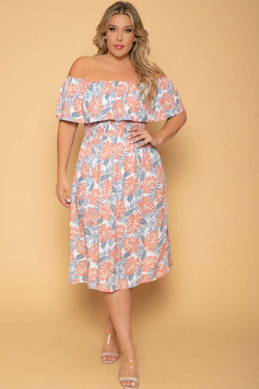 Dresses * | Blue Leopard New Arrivals Plus Size Gilana Tropical Dress Mauve