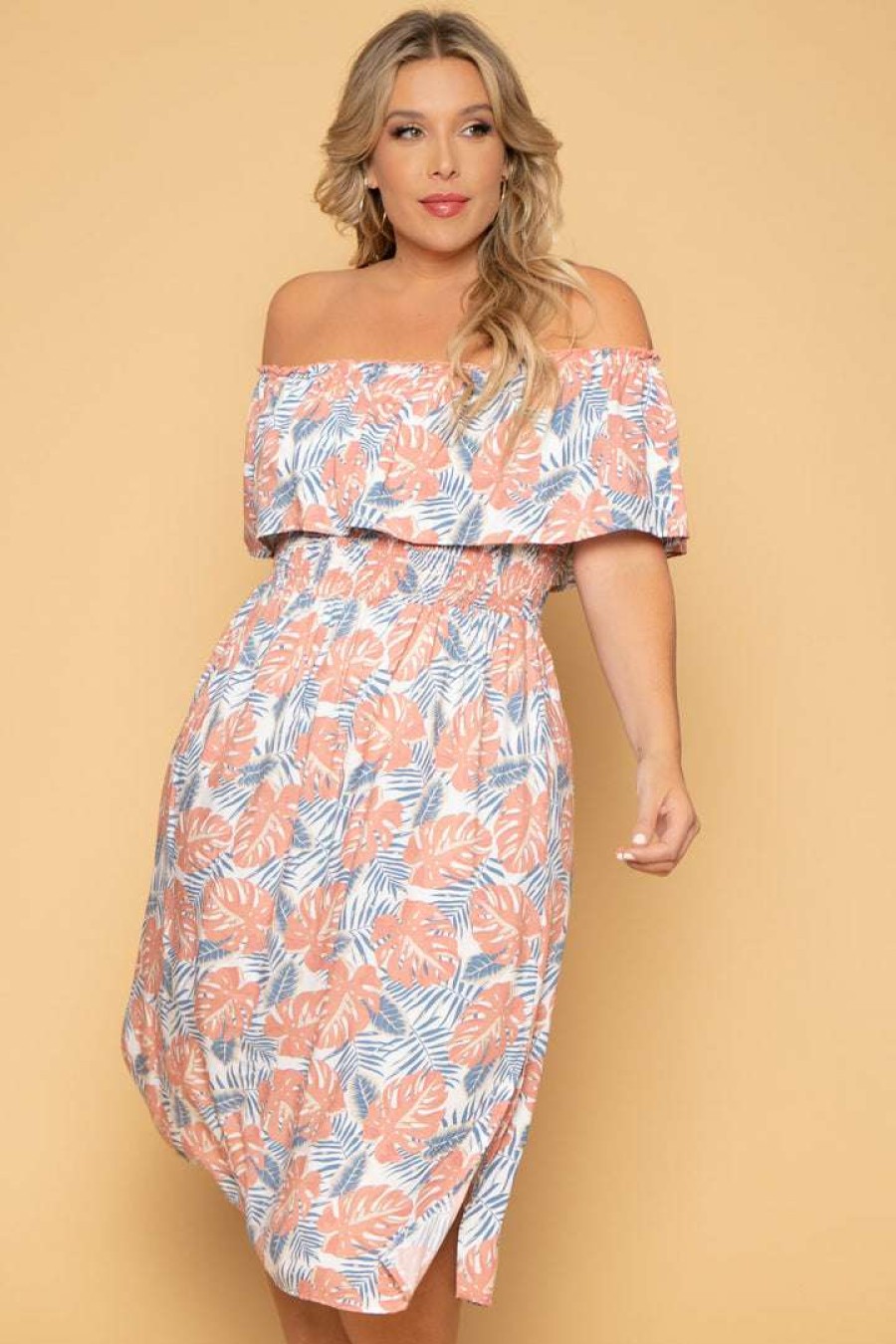 Dresses * | Blue Leopard New Arrivals Plus Size Gilana Tropical Dress Mauve