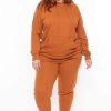 Sets * | Zenana Matching Sets Plus Size Annie Cozy Hoodie Set Rust