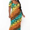 Dresses * | The Curve La Plus Size Sophie Rainbow Bodycon Maxi Dress Dresses Orange