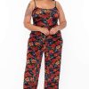 Jumpsuits * | Curvy Sense Plus Size Floral Jumpsuit Party Jumpsuilts Red