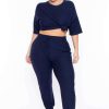 Sets * | Zenana Plus Size Dee Lounge Set Sets Navy