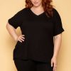 Sets * | Zenana Plus Size Lexa Tee And Biker Short Set Black