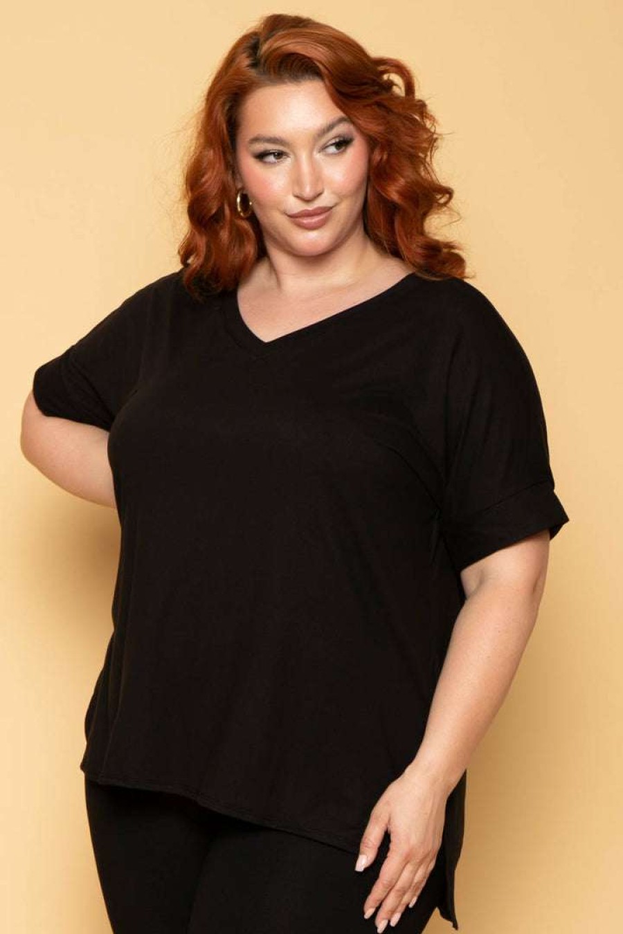 Sets * | Zenana Plus Size Lexa Tee And Biker Short Set Black