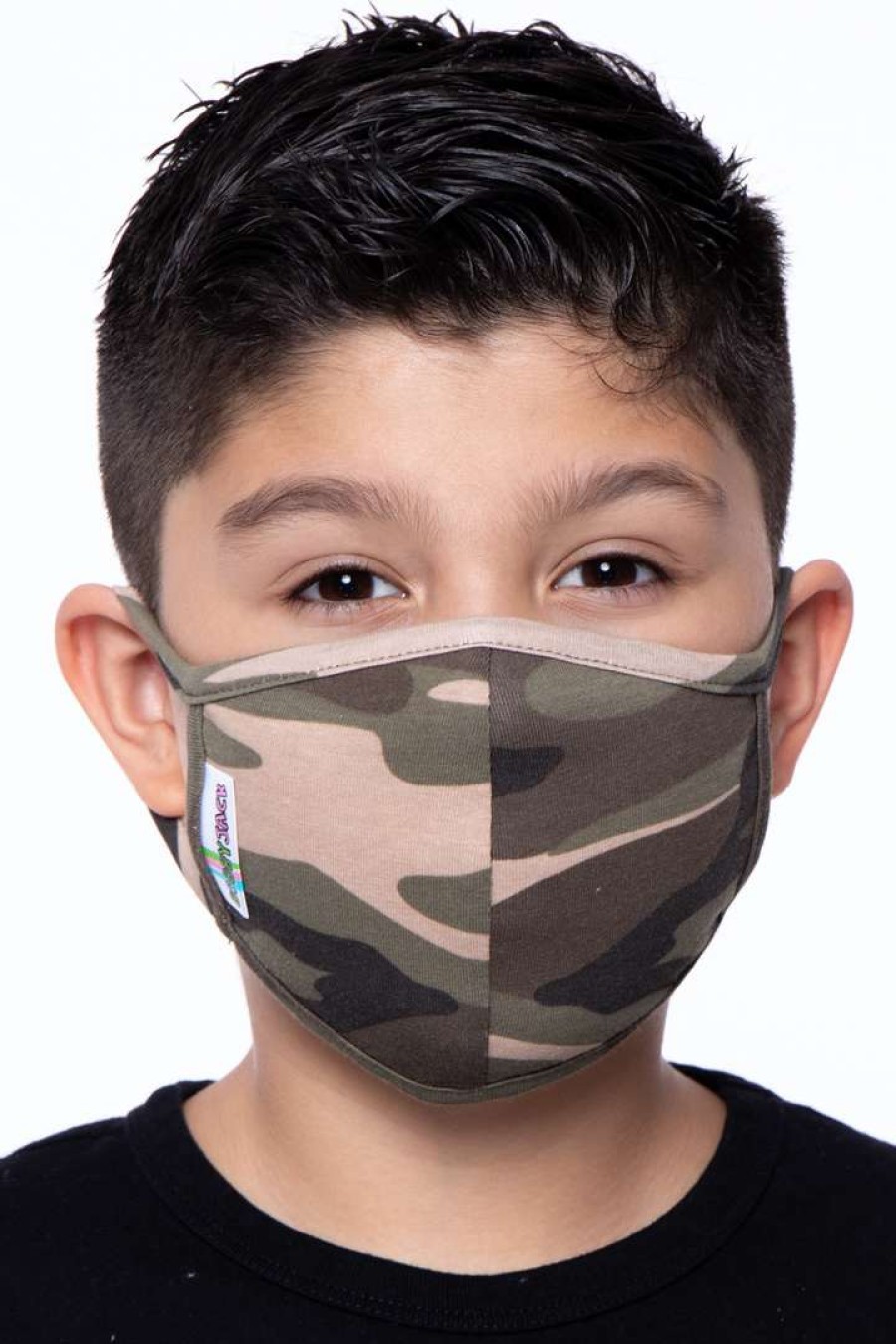 Accessories * | Curvy Sense Kids Washable Fun Patterns Face Mask ( Ages 4 11 ) Camo