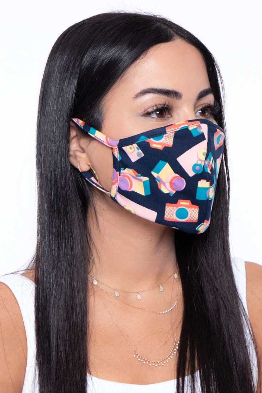 Accessories * | Curvy Sense Washable & Reusable Face Mask Face Masks Fun Cameras