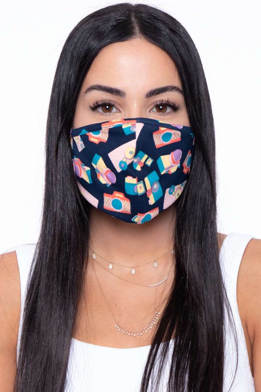 Accessories * | Curvy Sense Washable & Reusable Face Mask Face Masks Fun Cameras