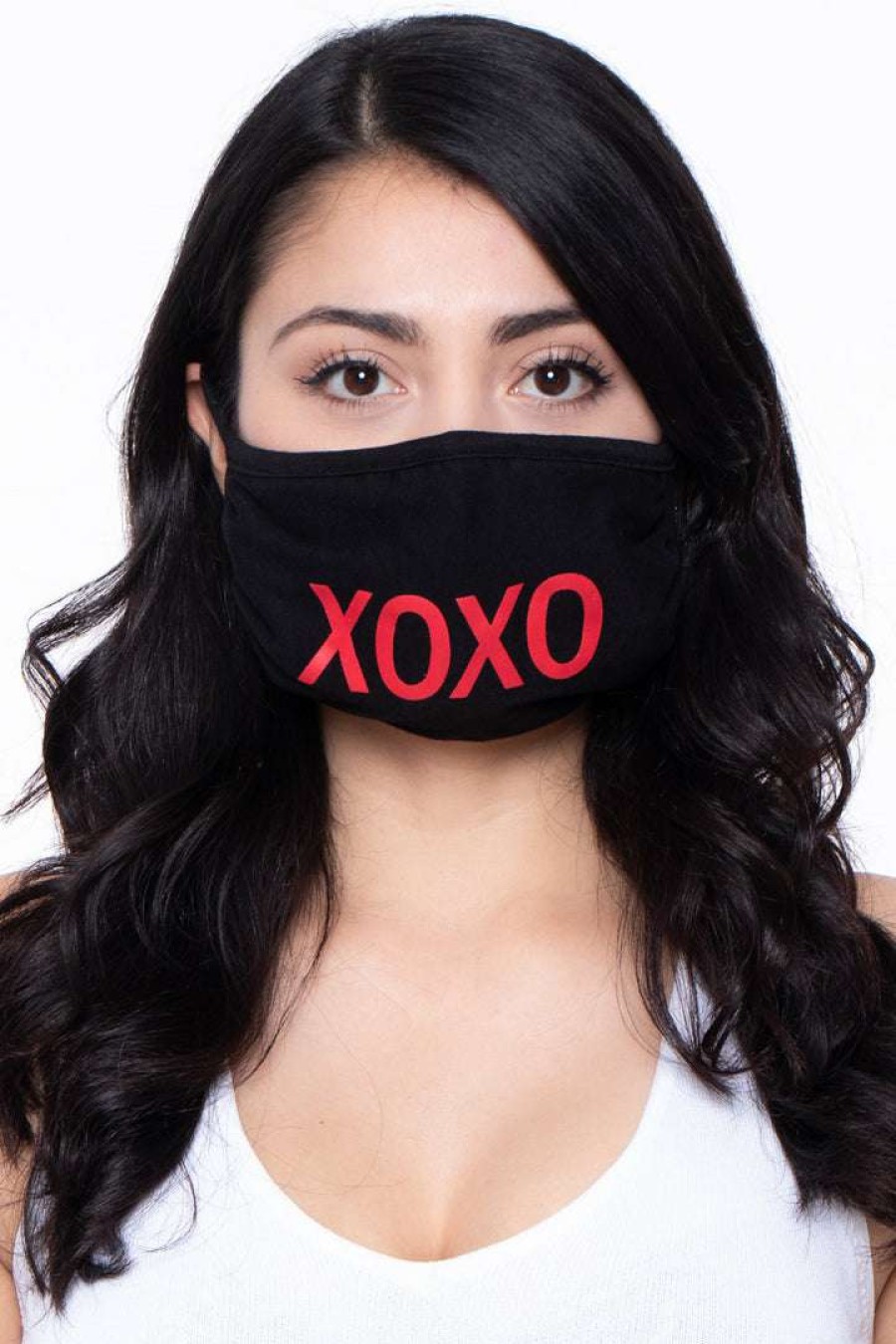 Accessories * | Curvy Sense Washable & Reusable Printed Face Mask Xoxo Face Masks Black