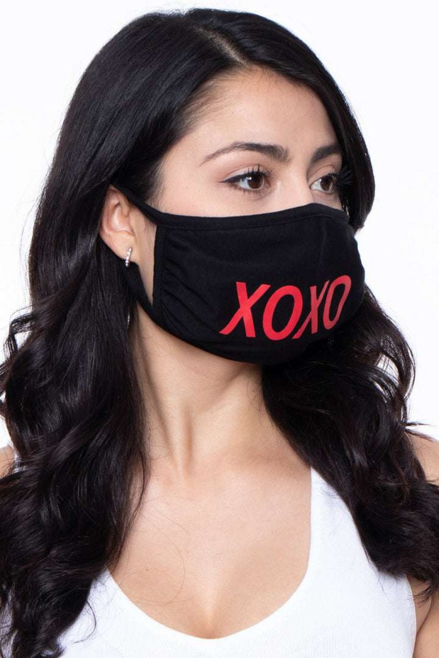 Accessories * | Curvy Sense Washable & Reusable Printed Face Mask Xoxo Face Masks Black