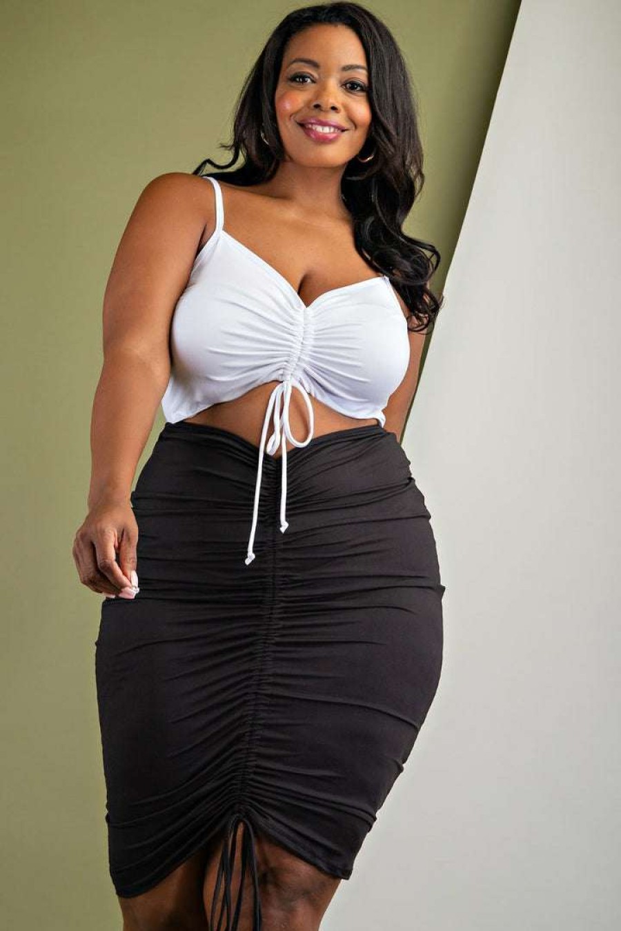 Dresses * | The Curve La New Arrivals Plus Size Hailey Ruched Dress Black