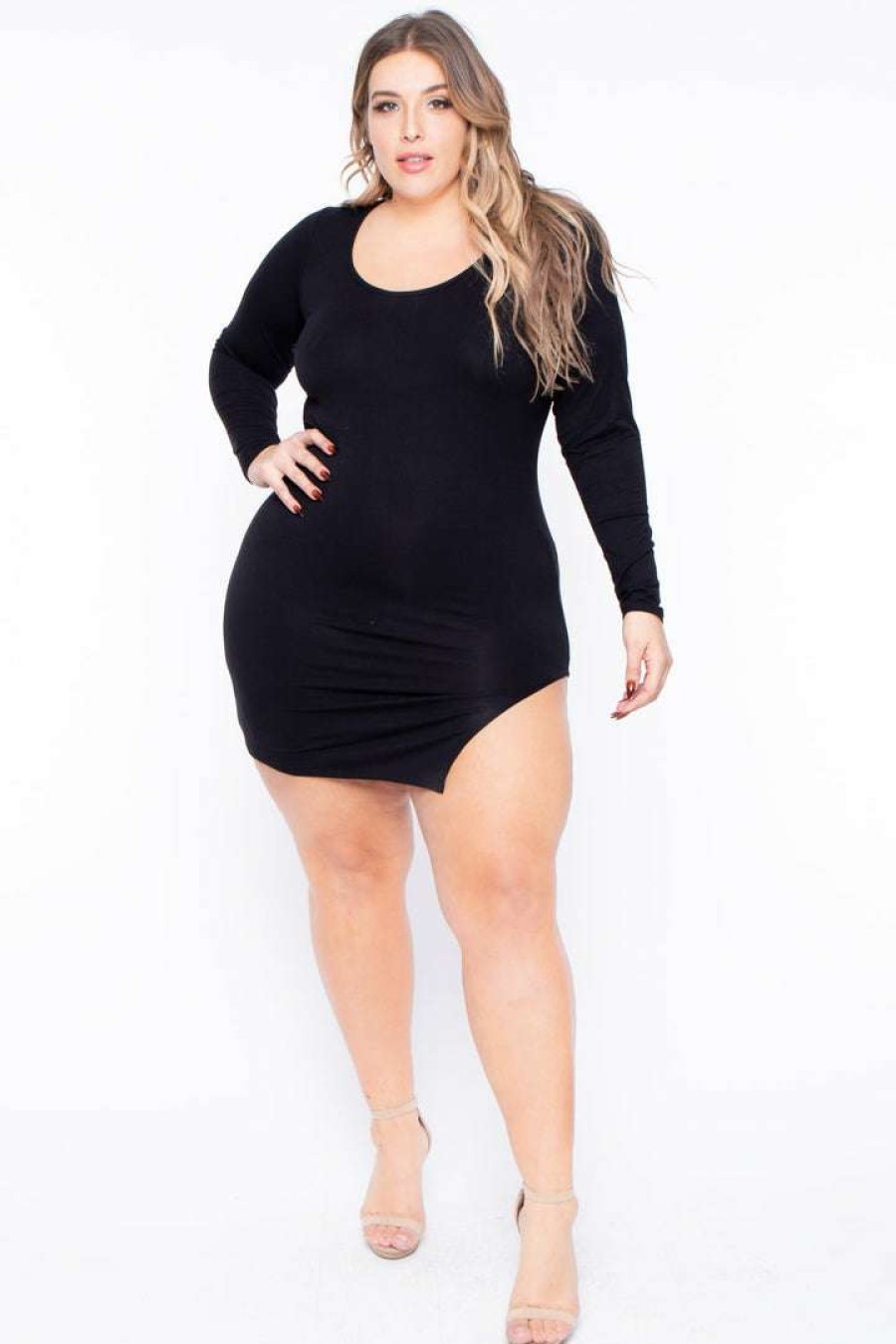 Dresses * | Curvy Sense Little Styles Plus Size Denelle Mini Dress Black