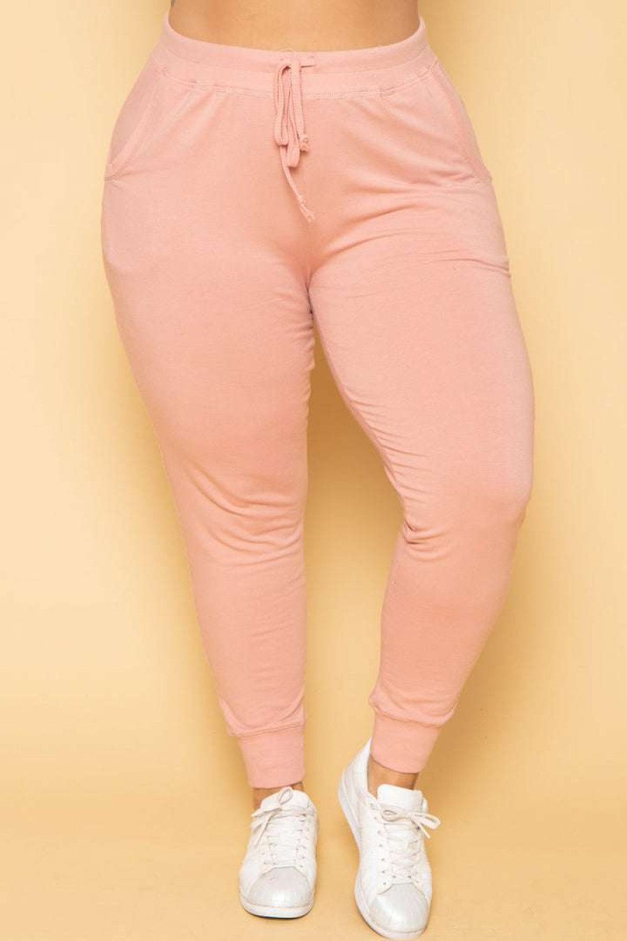 Bottoms * | Ambiance Plus Size Sweat Jogger Mauve