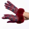 Accessories * | Illuma Fashion Plaid Gloves With Faux Fur Cuff Accessories Red