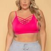 Tops * | Zenana Plus Size Caged Bralette Fuchsia