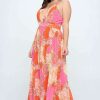 Dresses * | Ricarica Plus Size Svana Abstract Maxi Dress New Arrivals Pink