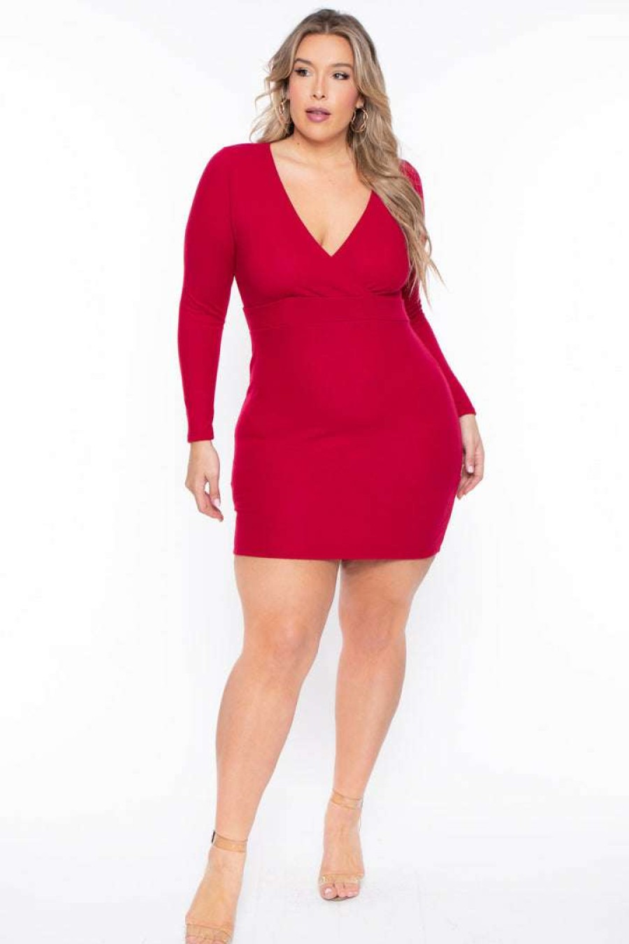 Dresses * | Curvy Sense Plus Size Lena Dress Dresses Red